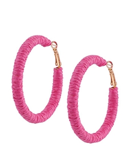 Raffia Colorful Hoop Earrings EH700085 FUCHSIA